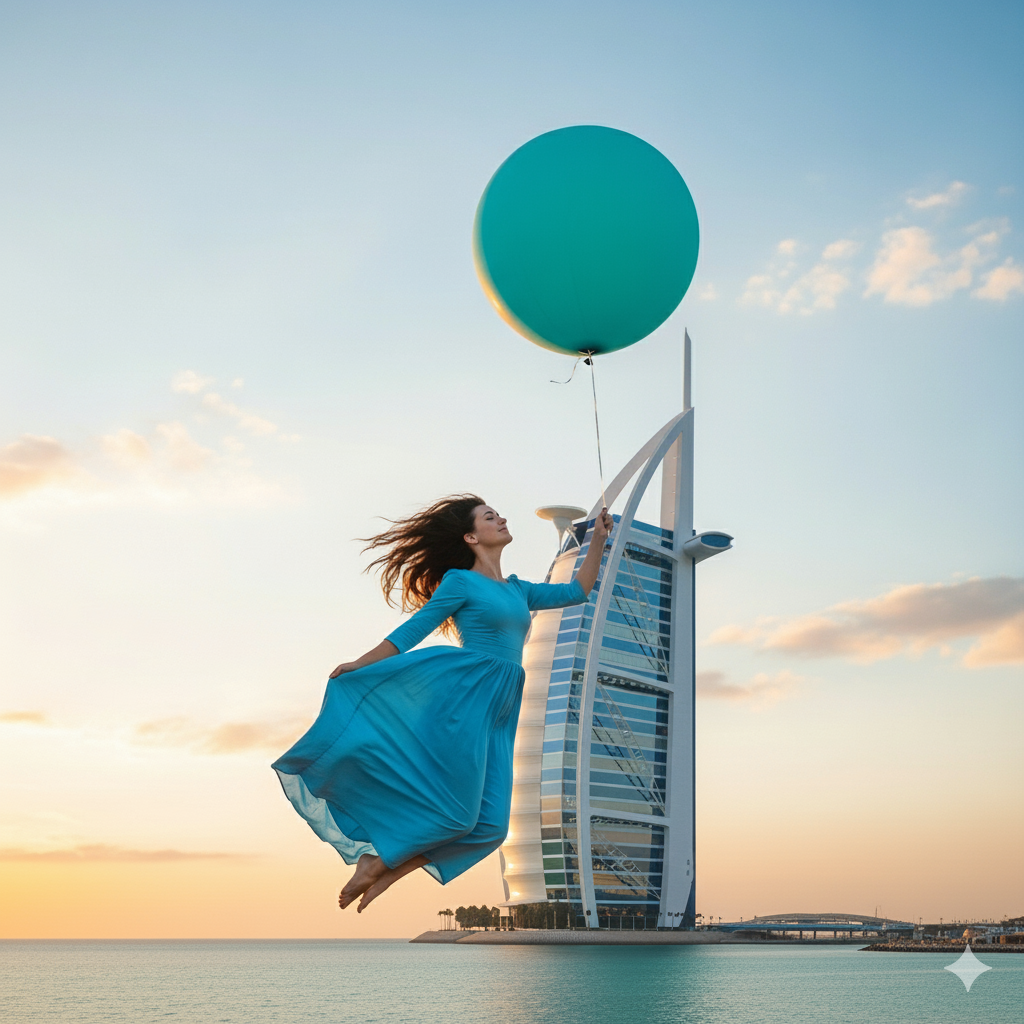 Chica con globop en Dubai