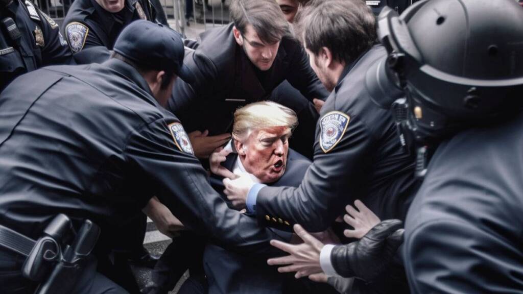 Fotos falsas del arresto de Donald Trump generadas con la última versión de Midjourney. (Eliot Higgins)
