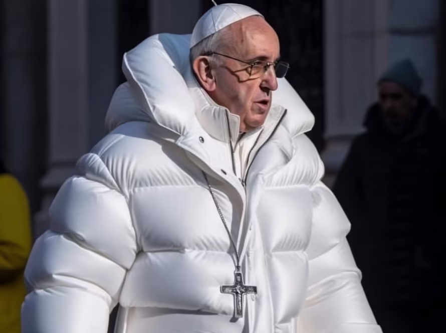 Imagen sintetica del Papa con Abrigo de Lujo