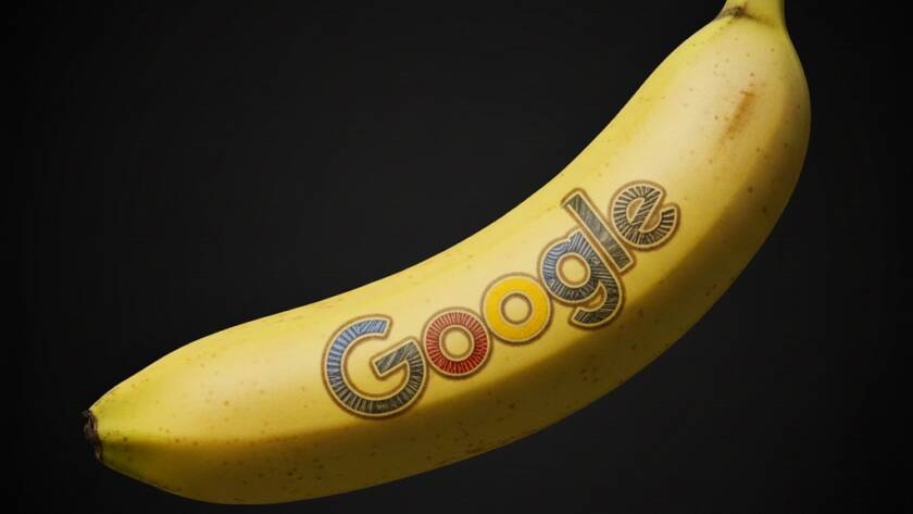 Platano con logo de Google