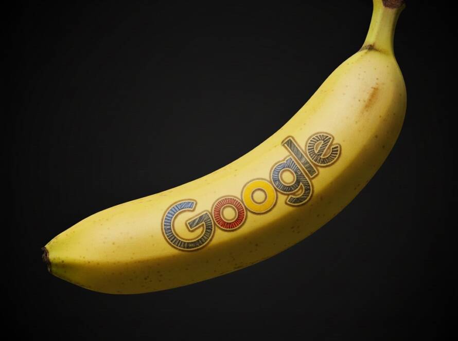 Platano con logo de Google