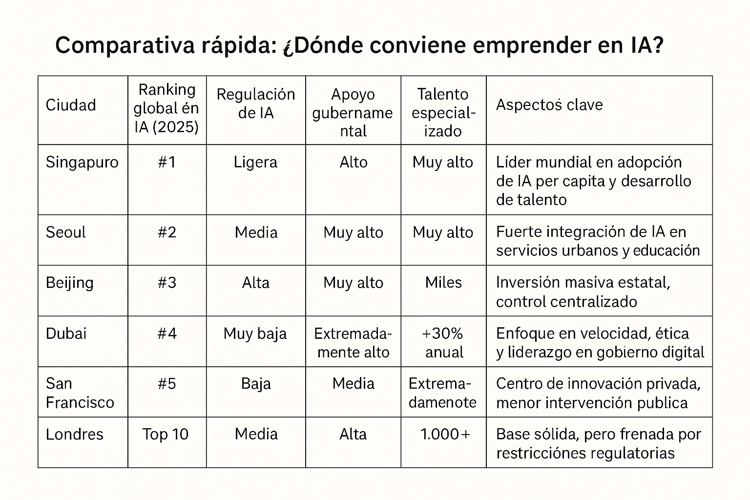 Ciudades para Emprender en IA