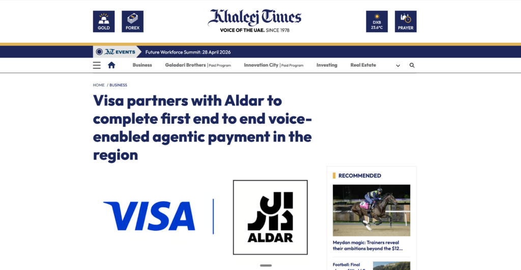 Aldar Properties Dubai payments with Agents by Visa